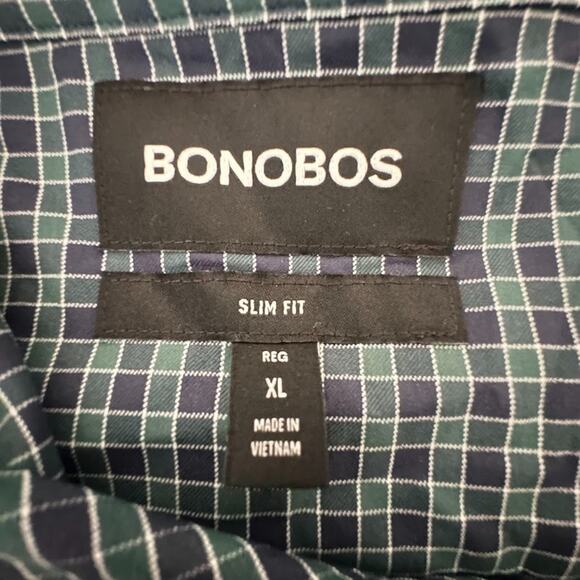 Bonobos Slim Fit Performance Nylon Button Up Shirt Mens XL Green Plaid Stretch - Picture 4 of 7